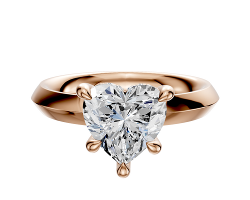 18K Rose Gold 4 Prong Hidden Halo Classic Knife Edge 3.0mm Engagement Ring