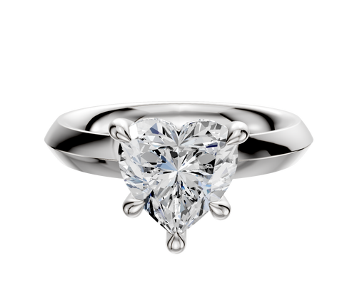 14K White Gold 4 Prong Hidden Halo Classic Knife Edge 3.0mm Engagement Ring