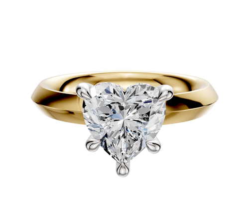 14K Two Tone 4 Prong Hidden Halo Classic Knife Edge 3.0mm Engagement Ring