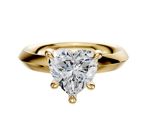 18K Yellow Gold 4 Prong Hidden Halo Classic Knife Edge 3.0mm Engagement Ring
