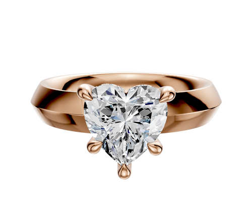 18K Rose Gold 4 Prong Hidden Halo Classic Knife Edge 4.0mm Engagement Ring