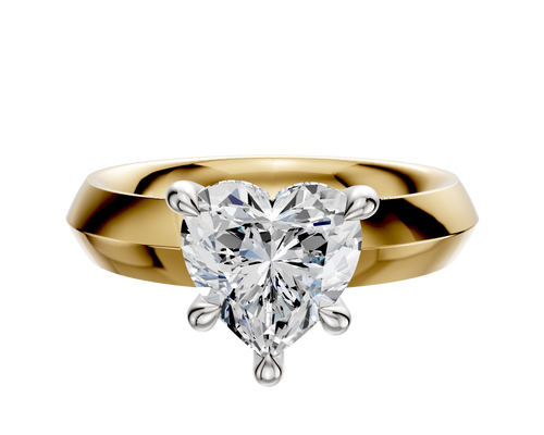 14K Two Tone 4 Prong Hidden Halo Classic Knife Edge 4.0mm Engagement Ring