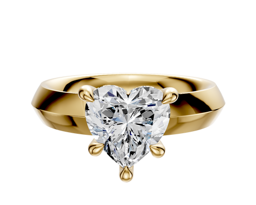 18K Yellow Gold 4 Prong Hidden Halo Classic Knife Edge 4.0mm Engagement Ring