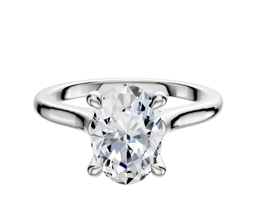 Platinum 4 Prong Hidden Halo Cathedral Dome 2.0mm Engagement Ring