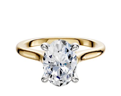 18K Two Tone 4 Prong Hidden Halo Cathedral Dome 2.0mm Engagement Ring