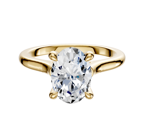 14K Yellow Gold 4 Prong Hidden Halo Cathedral Dome 2.0mm Engagement Ring