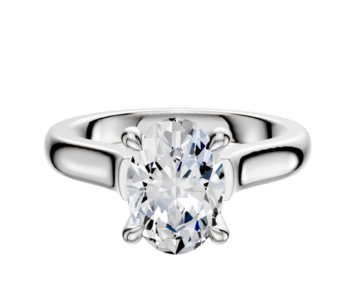 14K White Gold 4 Prong Hidden Halo Cathedral Dome 3.0mm Engagement Ring