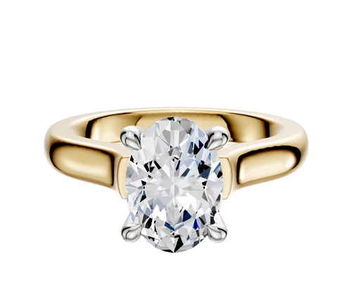 14K Two Tone 4 Prong Hidden Halo Cathedral Dome 3.0mm Engagement Ring