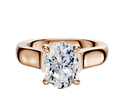 18K Rose Gold 4 Prong Hidden Halo Cathedral Dome 4.0mm Engagement Ring