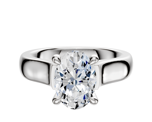 18K White Gold 4 Prong Hidden Halo Cathedral Dome 4.0mm Engagement Ring