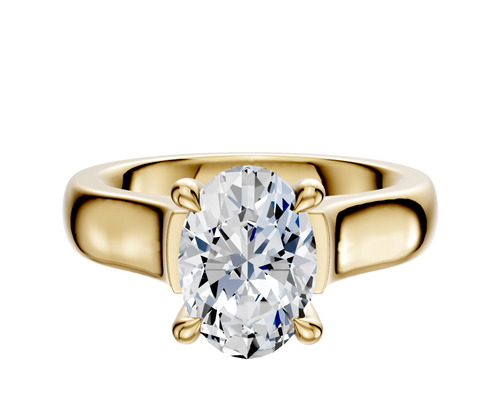 18K Yellow Gold 4 Prong Hidden Halo Cathedral Dome 4.0mm Engagement Ring