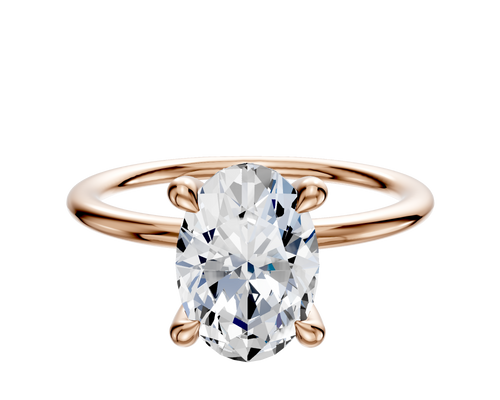 18K Rose Gold 4 Prong Hidden Halo Classic Dome 1.5mm Engagement Ring