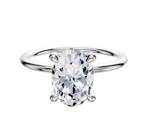 Platinum 4 Prong Hidden Halo Classic Dome 1.5mm Engagement Ring