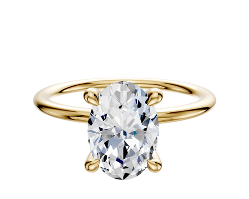 18K Yellow Gold 4 Prong Hidden Halo Classic Dome 1.5mm Engagement Ring