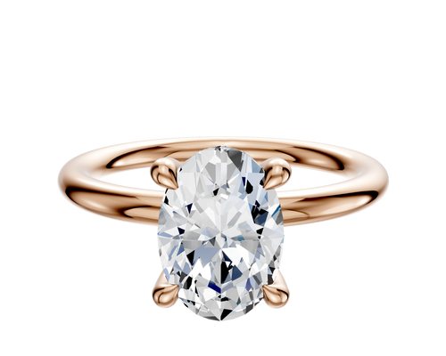 18K Rose Gold 4 Prong Hidden Halo Classic Dome 2.0mm Engagement Ring