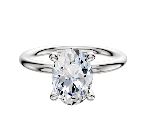 Platinum 4 Prong Hidden Halo Classic Dome 2.0mm Engagement Ring