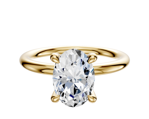 14K Yellow Gold 4 Prong Hidden Halo Classic Dome 2.0mm Engagement Ring