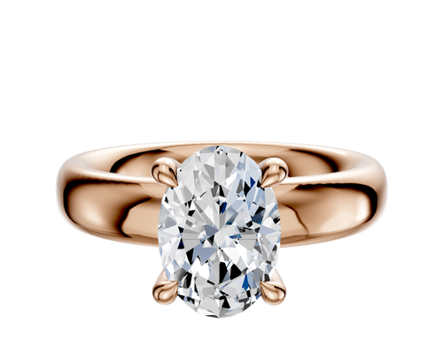 14K Rose Gold 4 Prong Hidden Halo Classic Dome 4.0mm Engagement Ring