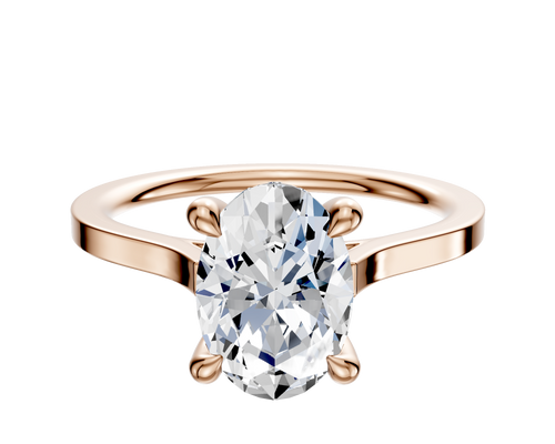 18K Rose Gold 4 Prong Hidden Halo Cathedral Flat 1.5mm Engagement Ring