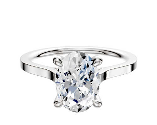 Platinum 4 Prong Hidden Halo Cathedral Flat 1.5mm Engagement Ring