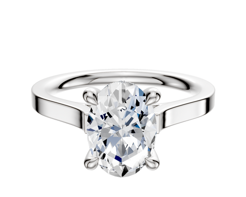 14K White Gold 4 Prong Hidden Halo Cathedral Flat 2.0mm Engagement Ring