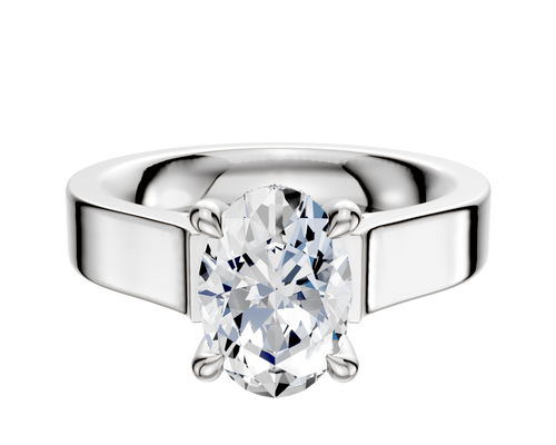 Platinum 4 Prong Hidden Halo Cathedral Flat 4.0mm Engagement Ring