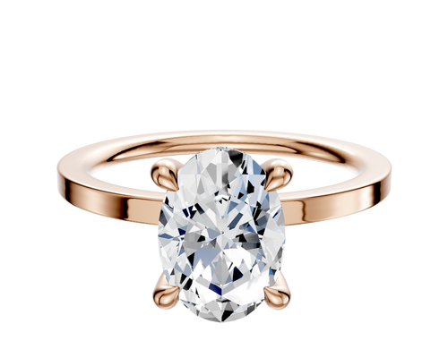 18K Rose Gold 4 Prong Hidden Halo Classic Flat 1.5mm Engagement Ring