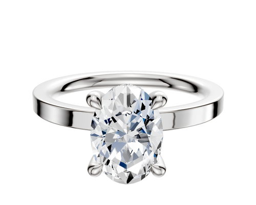 Platinum 4 Prong Hidden Halo Classic Flat 2.0mm Engagement Ring