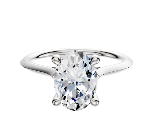 Platinum 4 Prong Hidden Halo Cathedral Knife Edge 1.5mm Engagement Ring