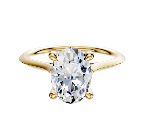 18K Yellow Gold 4 Prong Hidden Halo Cathedral Knife Edge 1.5mm Engagement Ring