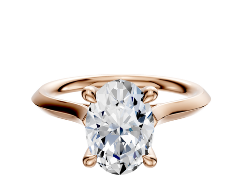 18K Rose Gold 4 Prong Hidden Halo Cathedral Knife Edge 2.0mm Engagement Ring