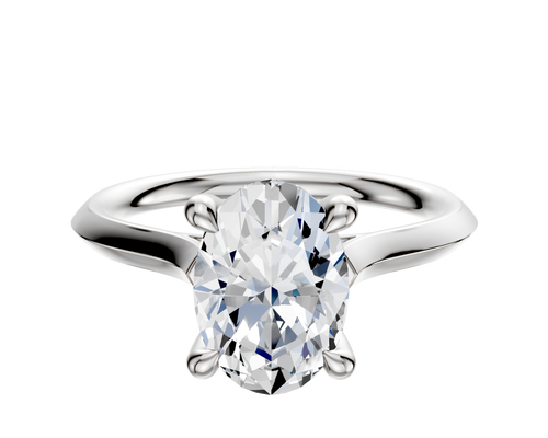 14K White Gold 4 Prong Hidden Halo Cathedral Knife Edge 2.0mm Engagement Ring