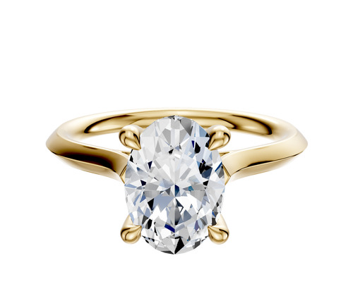 14K Yellow Gold 4 Prong Hidden Halo Cathedral Knife Edge 2.0mm Engagement Ring