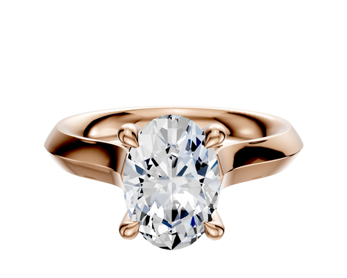 14K Rose Gold 4 Prong Hidden Halo Cathedral Knife Edge 3.0mm Engagement Ring