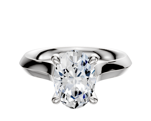 14K White Gold 4 Prong Hidden Halo Cathedral Knife Edge 3.0mm Engagement Ring