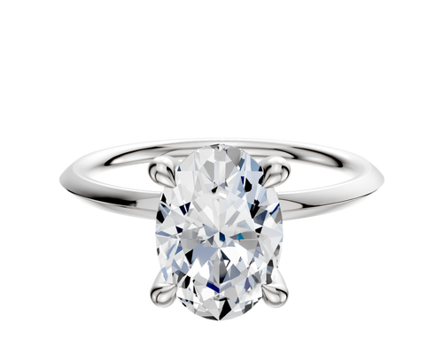18K White Gold 4 Prong Hidden Halo Classic Knife Edge 1.5mm Engagement Ring