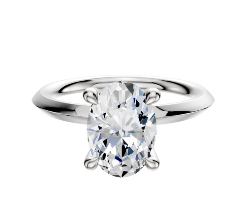 18K White Gold 4 Prong Hidden Halo Classic Knife Edge 2.0mm Engagement Ring