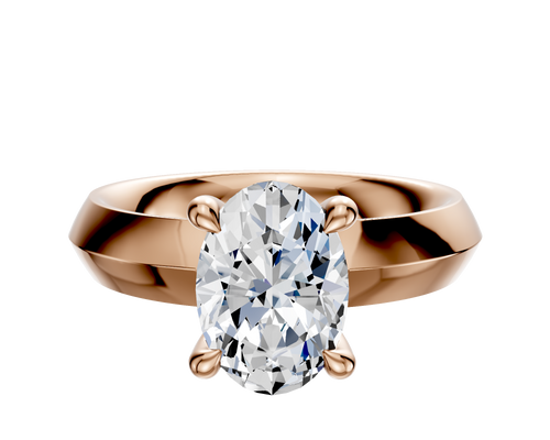 18K Rose Gold 4 Prong Hidden Halo Classic Knife Edge 4.0mm Engagement Ring