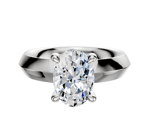 14K White Gold 4 Prong Hidden Halo Classic Knife Edge 4.0mm Engagement Ring