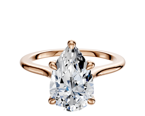18K Rose Gold 4 Prong Hidden Halo Cathedral Dome 1.5mm Engagement Ring