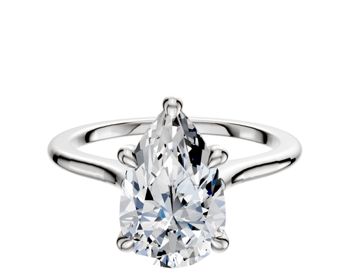 14K White Gold 4 Prong Hidden Halo Cathedral Dome 1.5mm Engagement Ring