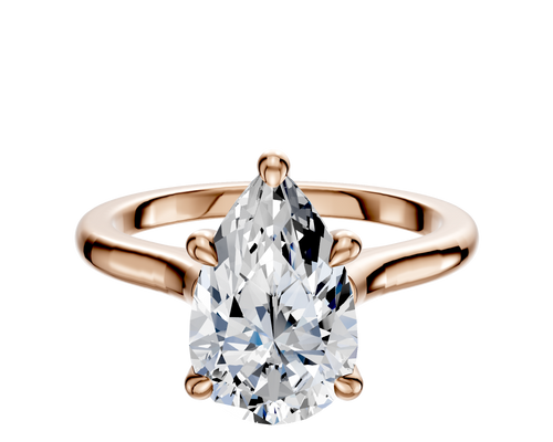 14K Rose Gold 4 Prong Hidden Halo Cathedral Dome 2.0mm Engagement Ring