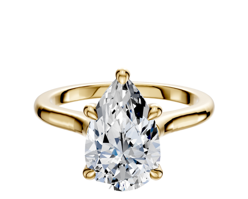 18K Yellow Gold 4 Prong Hidden Halo Cathedral Dome 2.0mm Engagement Ring