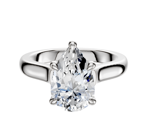 14K White Gold 4 Prong Hidden Halo Cathedral Dome 3.0mm Engagement Ring