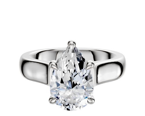 18K White Gold 4 Prong Hidden Halo Cathedral Dome 4.0mm Engagement Ring