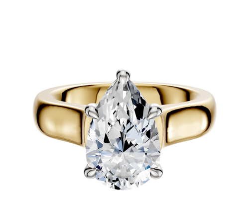 18K Two Tone 4 Prong Hidden Halo Cathedral Dome 4.0mm Engagement Ring