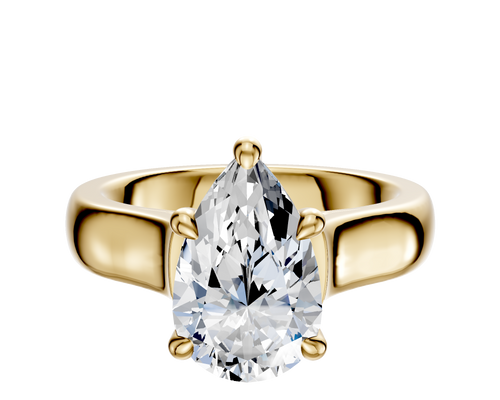 18K Yellow Gold 4 Prong Hidden Halo Cathedral Dome 4.0mm Engagement Ring