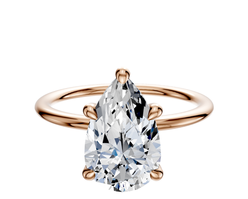 18K Rose Gold 4 Prong Hidden Halo Classic Dome 1.5mm Engagement Ring