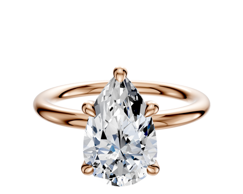 18K Rose Gold 4 Prong Hidden Halo Classic Dome 2.0mm Engagement Ring