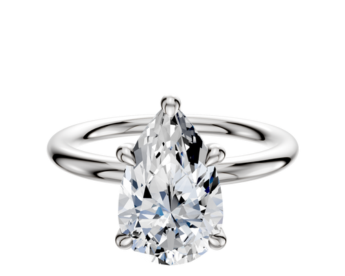 Platinum 4 Prong Hidden Halo Classic Dome 2.0mm Engagement Ring